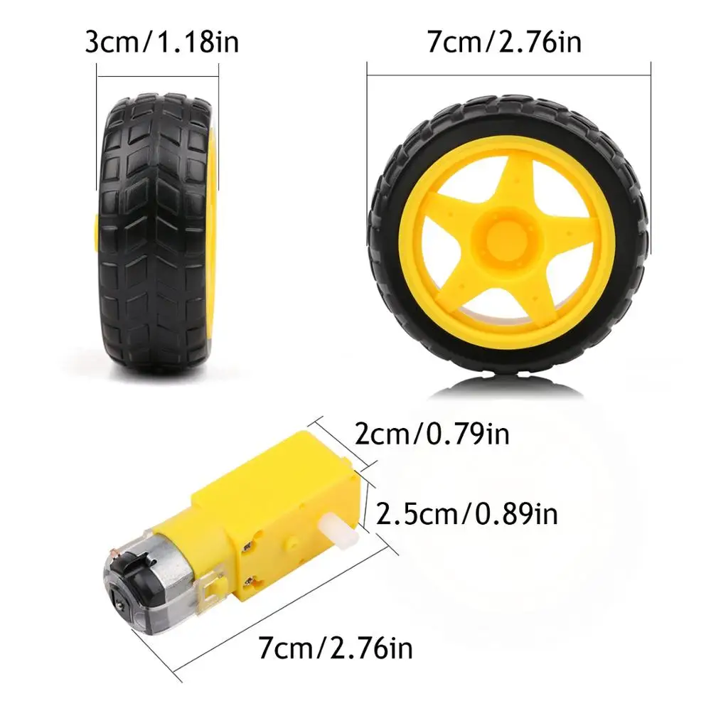 4 шт./лот = 2 шт. двигателя TT + 65 мм колесо фреза 130 с колесом для Arduino Smart Car Robot motor 3 в-6 в