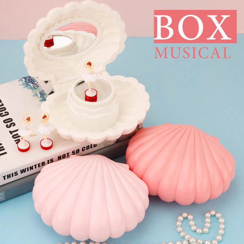 

Shell Dancing Ballet Girl Music Box with Light Home Decoration Accessories Bedroom Ornament E2S