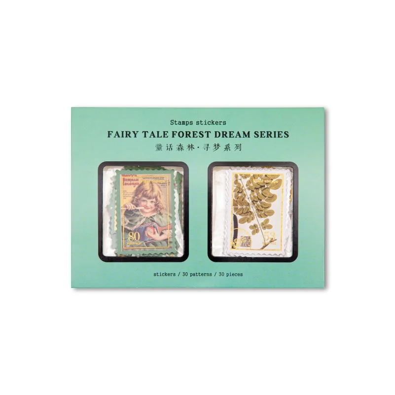 

30 Pcs Fairy Tale Postage Stamp Flake Stickers Set Vintage Post Stamp Stickers Decorative Stamps Stickers For Scrapbooking Diary