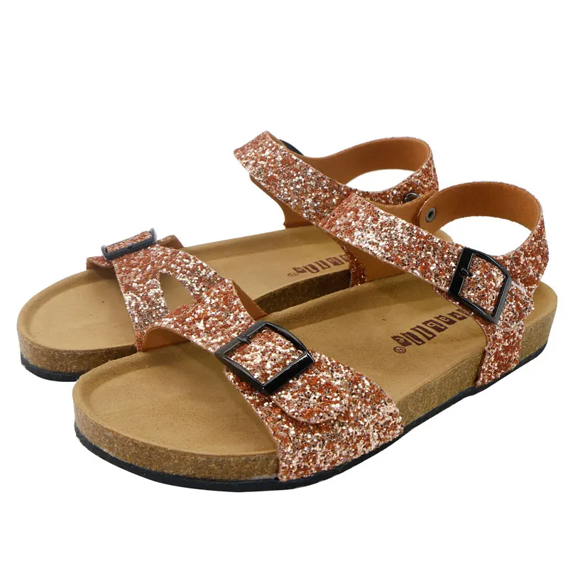 

Shining Summer Kids Shoes Corks 2020 Fashion Leathers Sweet Children Sandals For Girls Toddler Baby Metallic Shoes Glitter