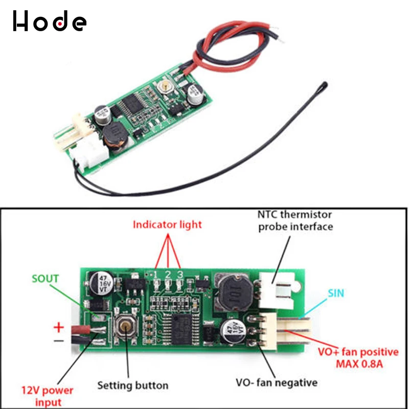 DC 12V PWM Контроль температуры Скорость вентилятора регулятор автоматическая