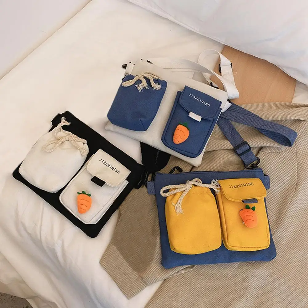 

Fashion Hit Color Canvas Shoulder Bag Women Travel Daily Zip Messenger Handbag Popular Simple Female Daily Bags For Women 2020