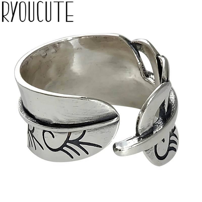 Панк Винтаж Серебряный цвет большой лист Кольца для мужчин и женщин готические