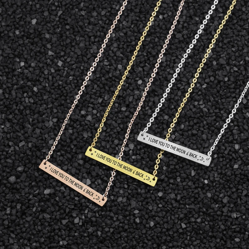 

Stainless Steel I LOVE YOU TO THE MOON AND BACK Bar Heart Necklace Women Collar Mujer Gold Necklacs Pendents Choker BFF Bijoux