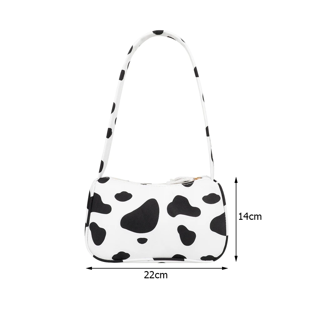 

2021 Women's Small Shoulder Bags Zebra Butterfly Cow Print Canvas Handbag Female Underarm Bag Cotton Cloth Purses bolso mujer
