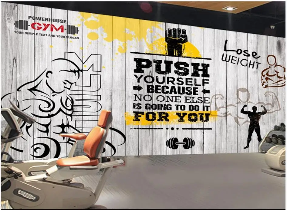 Пользовательские фото обои для стен 3 d фрески винтажные доски спорт фитнес клуб