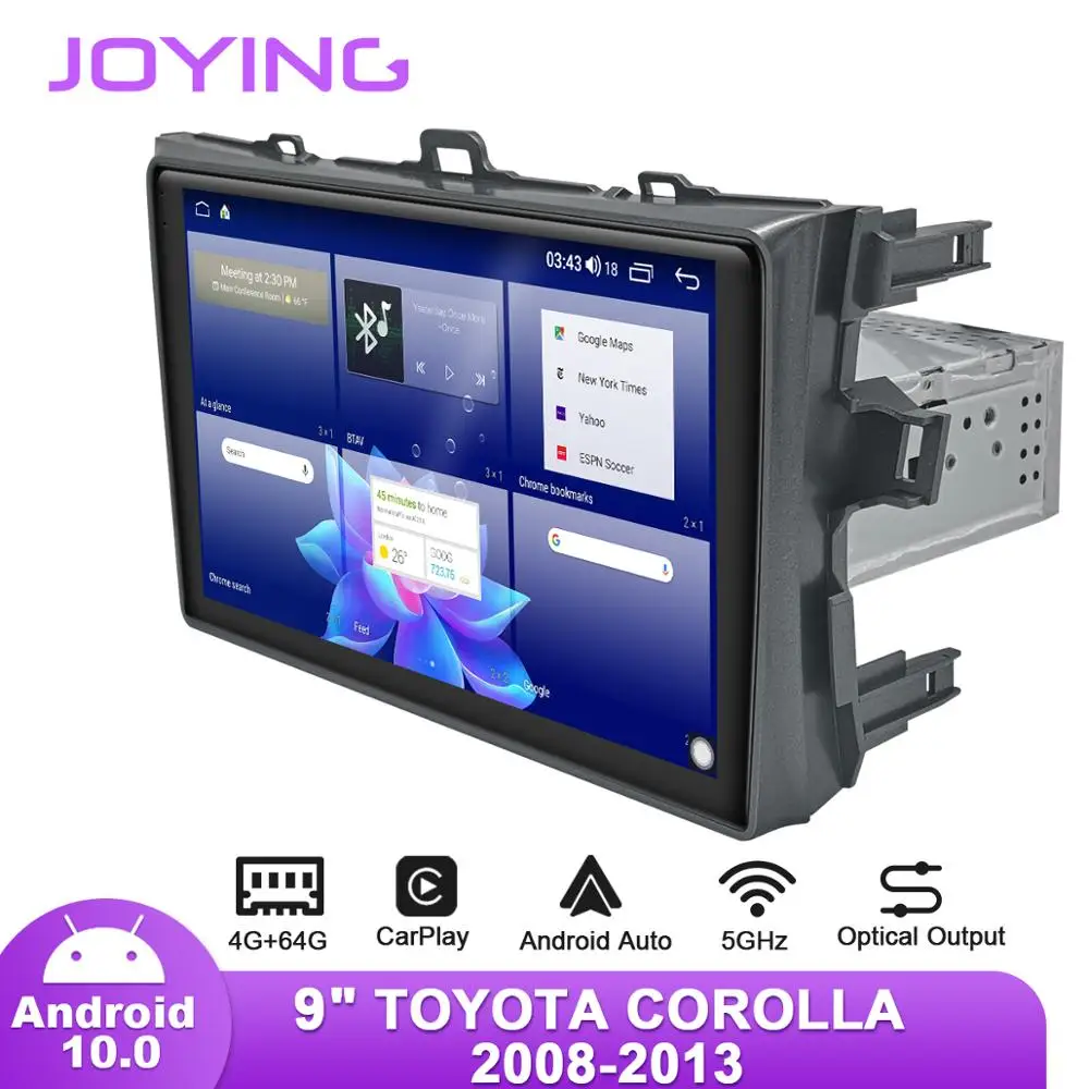 Автомобильное радио Joying Android10 для Toyota Corolla 2008 2013 GPS Carplay сабвуфер 5GWIFI SPDIF DSP