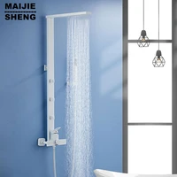 white shower panel column rain waterfall shower spa jets bath shower mixer black bathroom rainfall shower set