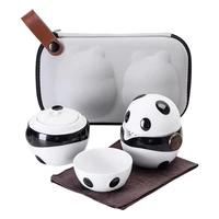 panda portable teacup one pot and two cups of travel tea set mini carrying bag filter tea cup fine gift ceramic kung fu tea set