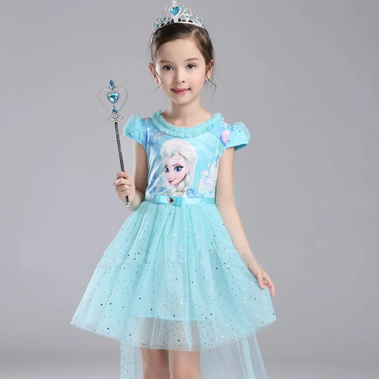 Платье Эльзы для девочек костюм принцессы костюмированной вечеринки сезон