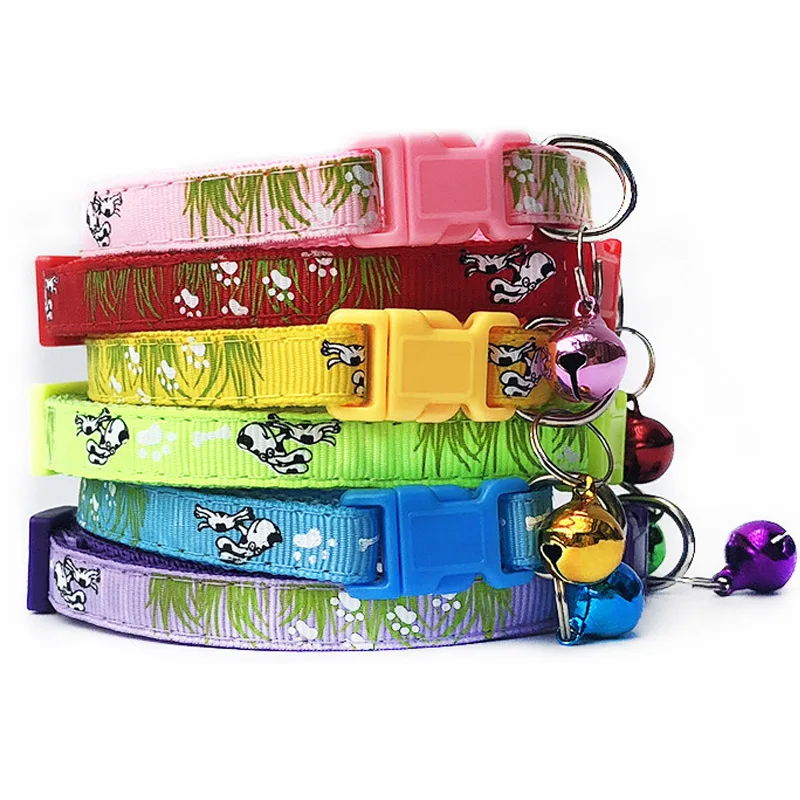 

1.0 Patch Pet Dog Collar With Bell Adjustable Cute Lovely Safety Collars Dog Grass Collar 1pc New Buckle Neck Strap Dog Supplies