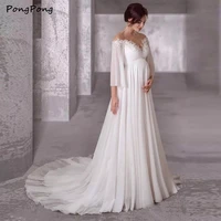 maternity chiffon wedding dress 2021 long sleeves bohemian pregnant bride gowns elegant simple robe de mariage
