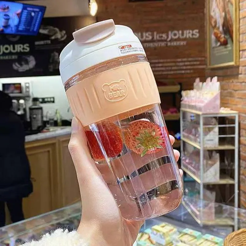 

350ml 500ML Reusable Coffee Mug Portable Ourdoor Travel Plastic Water Bottle With Straw