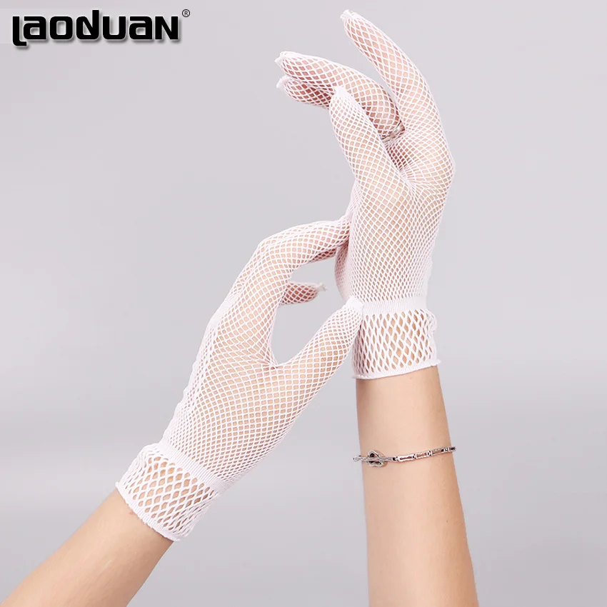 1 Pair Hot Sale Fishnet Mesh Glove Fashion Women Lady Girl Glove Protection Lace Elegant Lady Style Gloves Black and White