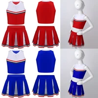2pcs girls cheerleading uniforms outfits childrens cheerleader dancewear costumes crop top pleated skirts kids dance wear