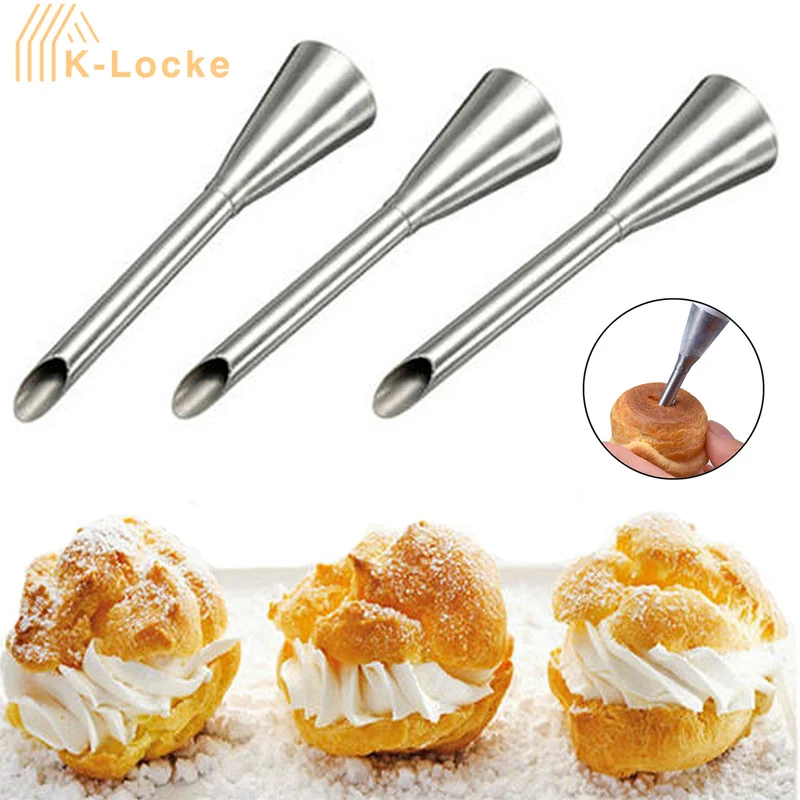 

3pcs/set Puff Cake Tip Pastry Cream Butter Stainless Steel Piping Nozzle Decor Baking Piping Tube DIY Home Kitchen Baking Tools