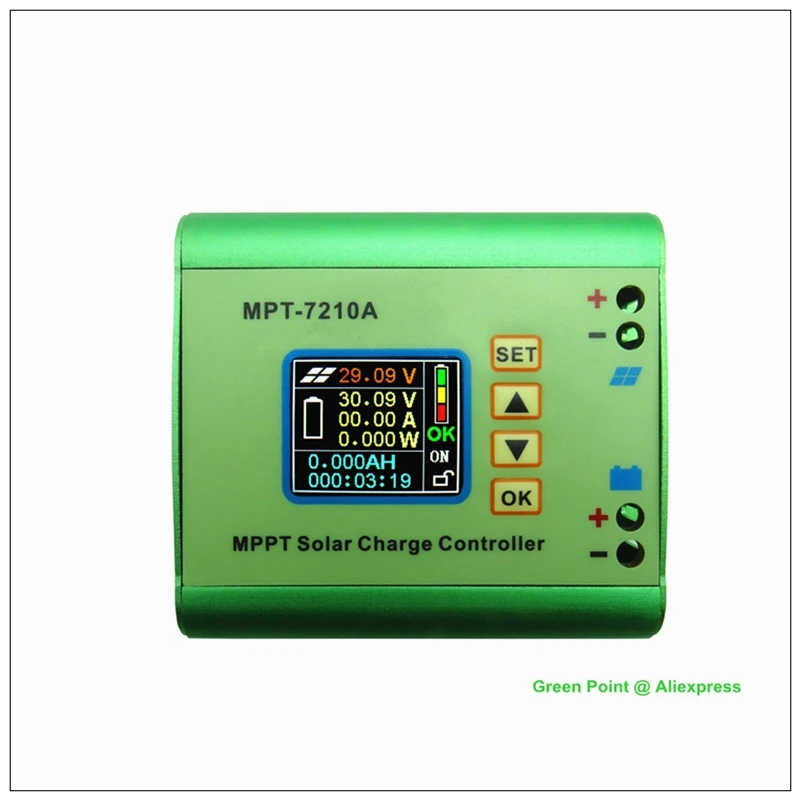 JUNTEK MPT7210A ЖК дисплей Дисплей MPPT регулятором солнечного Алюминий сплав Панель