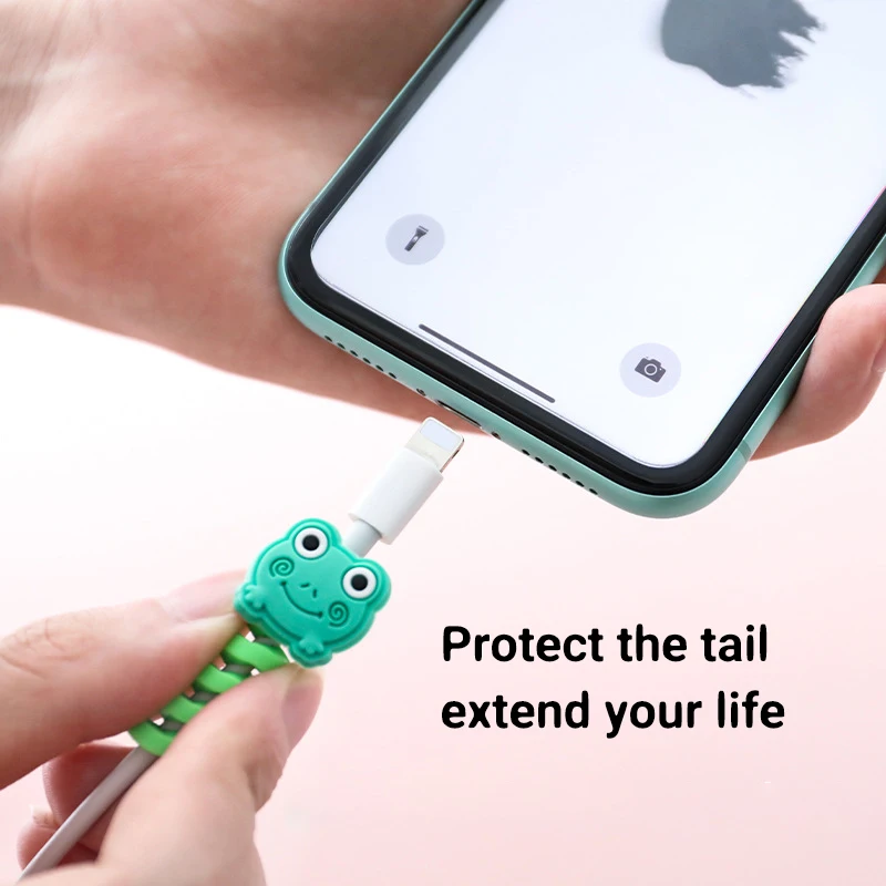 

Cartoon Spiral Cable Protector Data Line Silicone Bobbin Winder Protective For Iphone Android USB Charging Earphone Case Cover