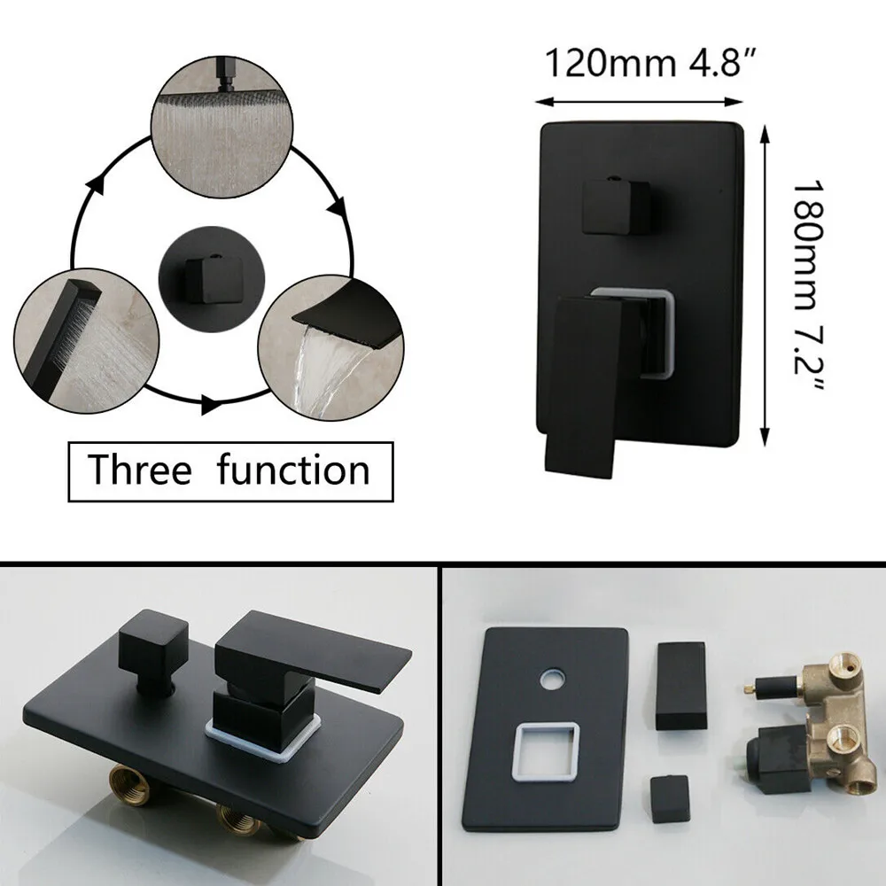 

Ceiling Shower Faucet Set Bathroom Square Shower Head Mixer Bathtub Waterfall Spout Tap Shower Sytem Rainfall Shower Head Set
