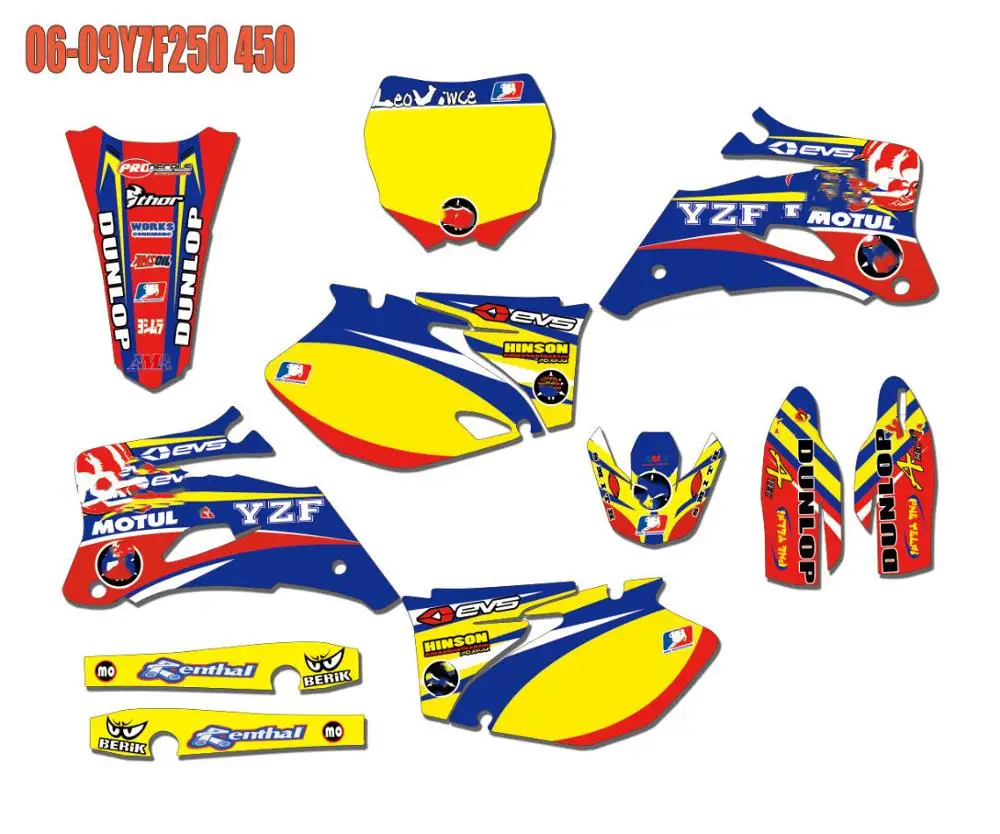Бесплатные Индивидуальные графика фоны наклейки 3m для Yamaha YZF 250 YZF450 YZ250F YZ450F 2009 2007