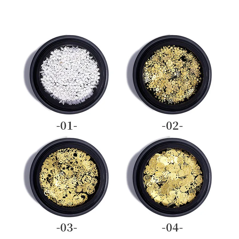 1 шт. в коробке открытые золотые блестки для ногтей снежные хлопья смешанные