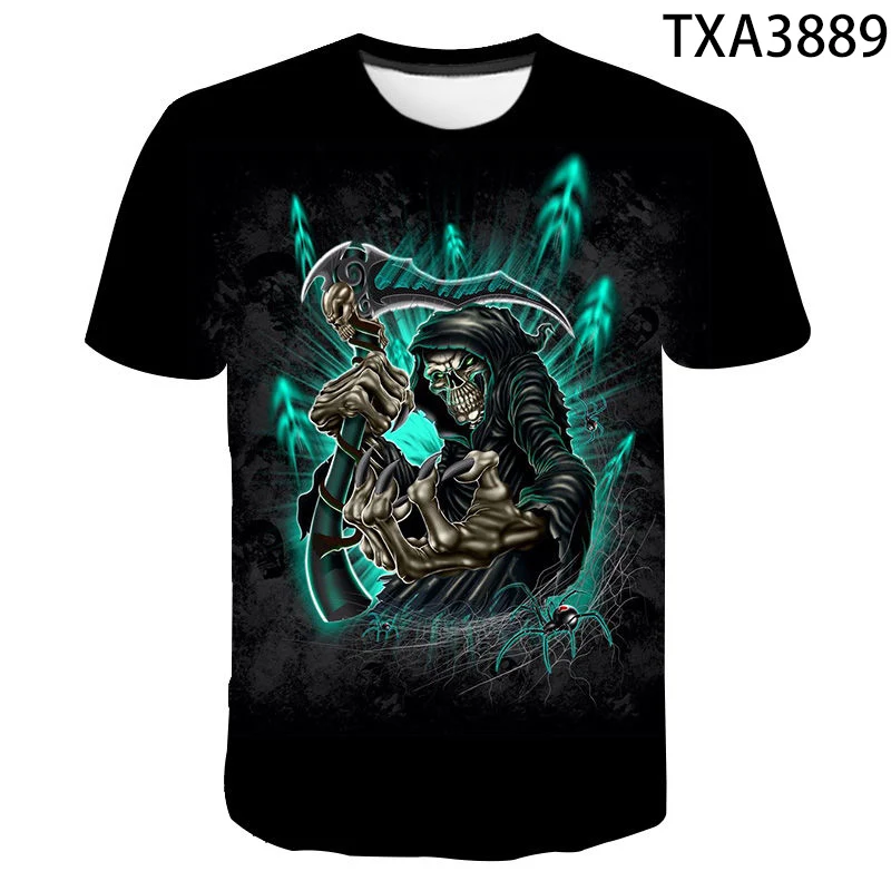 Футболка с черепом террора для мужчин женщин детей панк-рок готика 3D принт