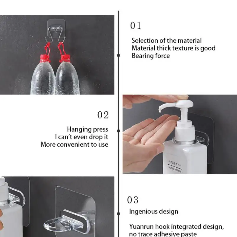 

Clear Round Hook Bathroom Wall Mounted Storage Hook Self-Adhesive Hangers Hook Towel Key Glasses Storage Home Decor Rack 5/10 Pc