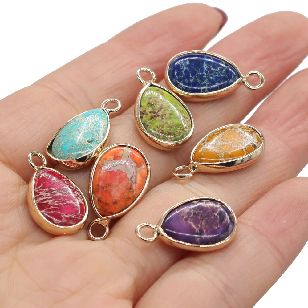 

1pcs Natural Stone Water Drop Shape Emperor Stone Charm Pendant for Jewelry Making DIY Necklace Bracelet Accessories 12x20mm