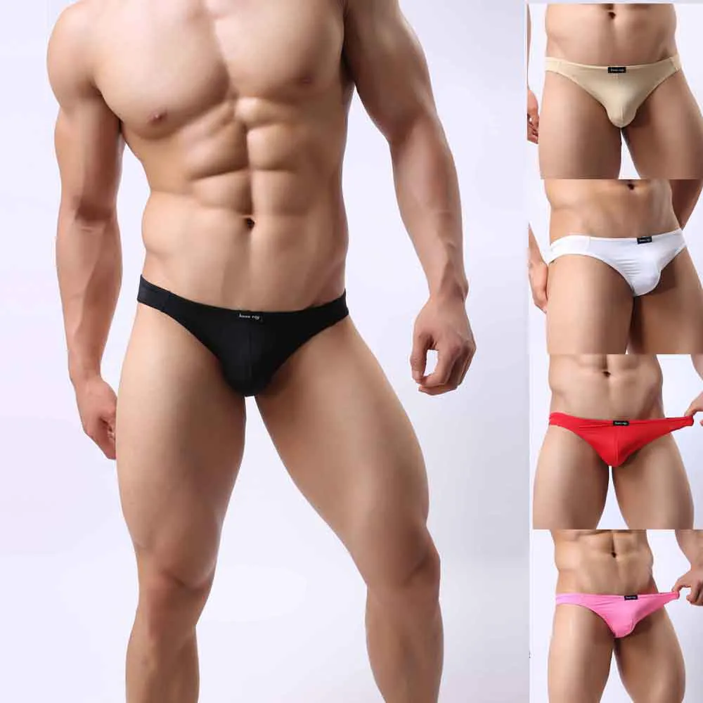 Мужские трусы с низкой талией мягкие Однотонные нижнее белье #60 2019 |