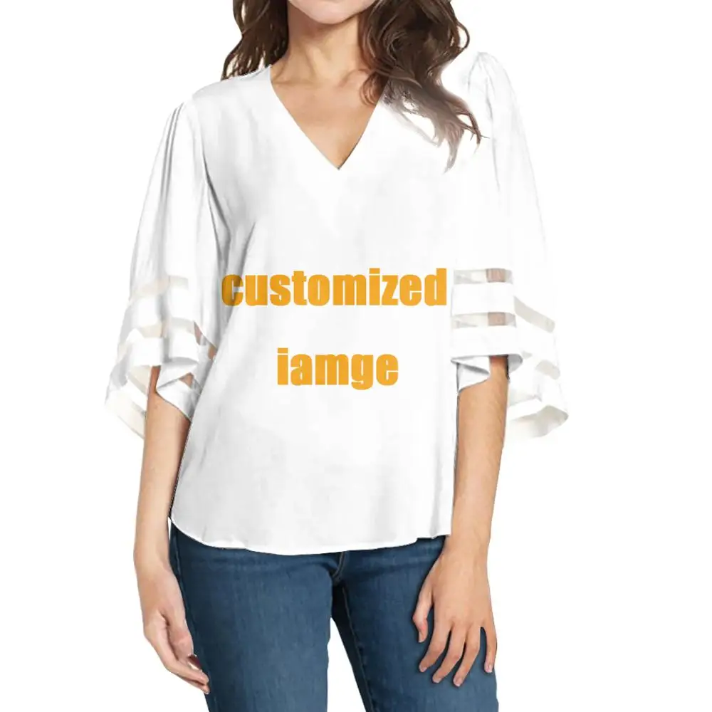 Женская шифоновая блузка с принтом noisydesign свободная сетчатая рукавами