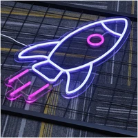 ohaneonk neon sign customise rocket shape birthday gift for boys room wall decoration party decor light for home kid room
