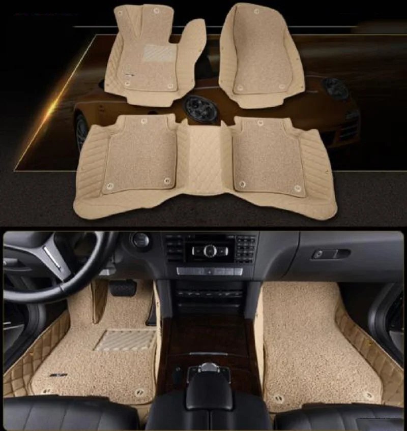 luxury Beige Пользовательские автомобильные коврики для Mercedes Benz W203 W204 W205 W201 W202 AMG C43 C63 C200 C220 водонепроницаемый кожаный Противоскользящий ковер - Название цвета: luxury Beige