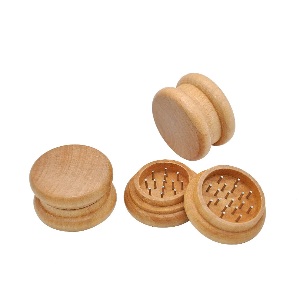 

55mm Mini 2 Layer Wood smoke grinder Mill Pollinator Machine Herb Tobacco Spice Weeds Grass Grinder Accessories
