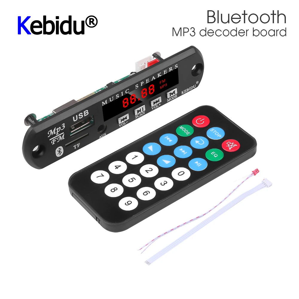 Kebidu MP3 WMA декодер плата DC 12V 5V беспроводной Bluetooth аудио модуль плеер USB FM TF радио для
