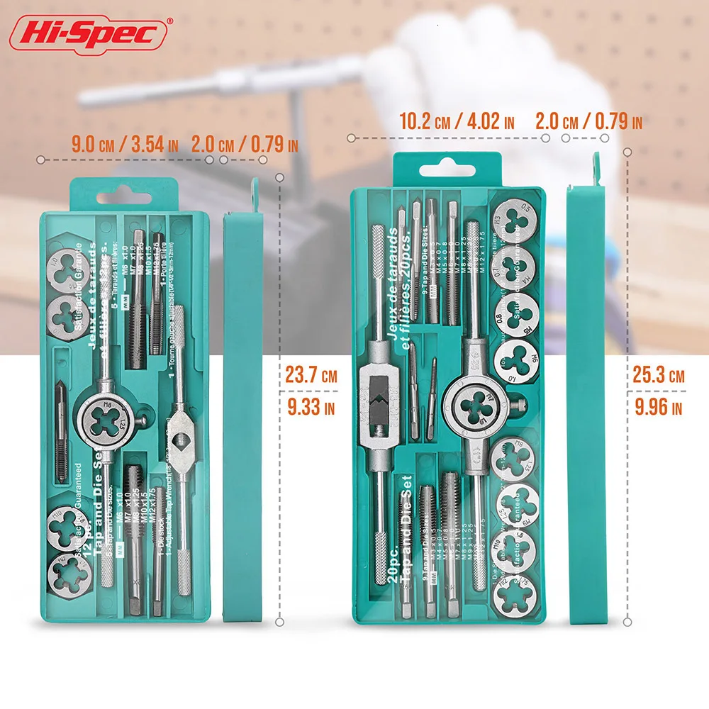 HI-Spec 12 шт. 20 шт. набор штампов 1/16 ''-1/2'' NC винтовые резьбовые заглушки краны сплав сталь метрические ручные винтовые краны кран витые ручные инструменты