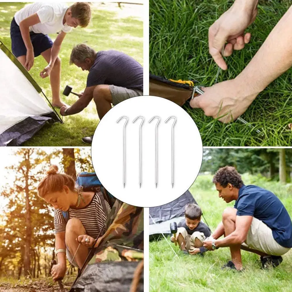 

4Pcs/lot Outdoor Picnic Camping Fishing Canopy Aluminum Alloy Tent Pegs Stakes Nails Ground Pin Hook Camping Tent Accessories