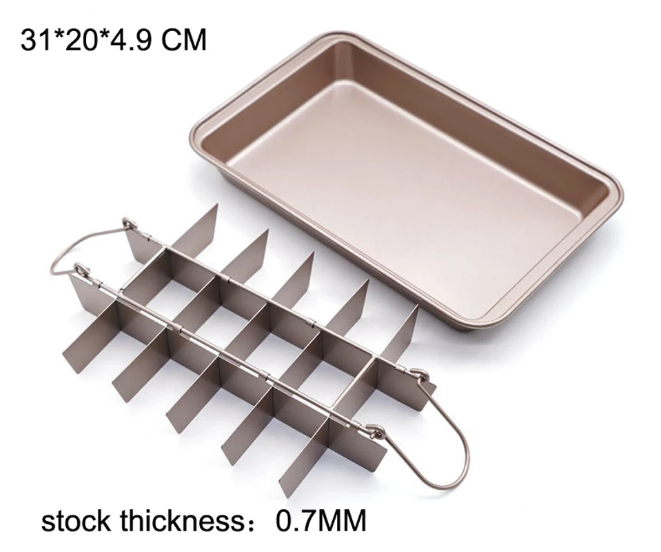 

Stainless Steel Baking Tray Cake Pan Square Non-stick Brownie Bakeware Mold Lattice Chocolate Dessert Bread Mould Kitchen Tools