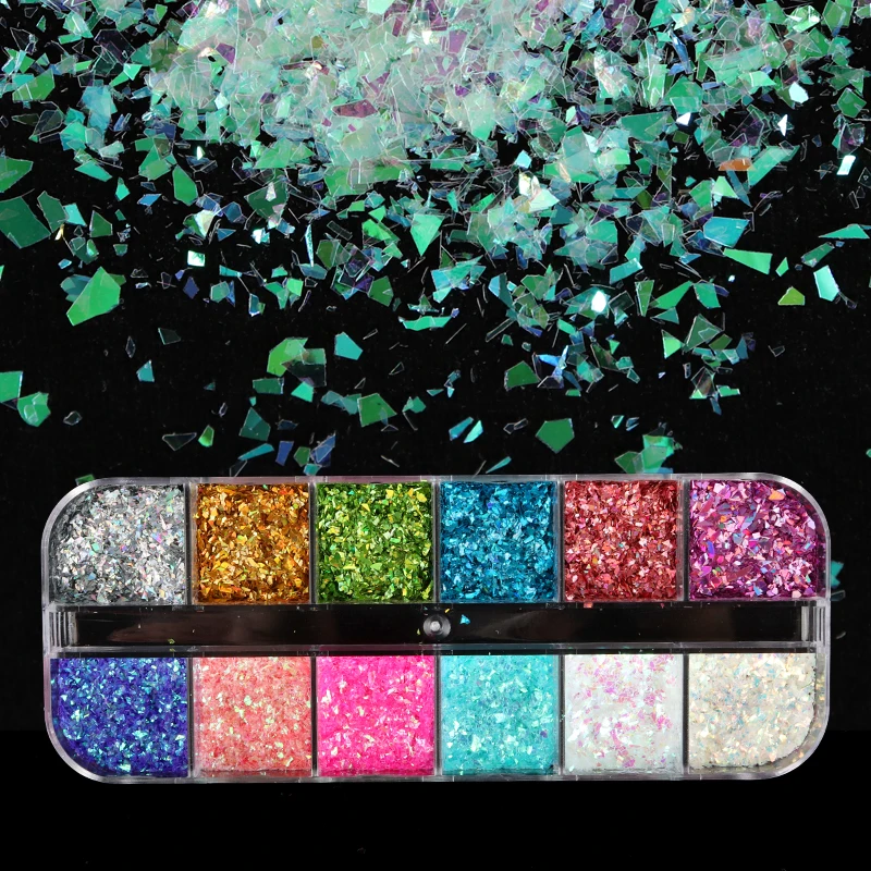 

Irregular Holographic Glitter Iridescent Sequins Epoxy Resin Mold Fillings Slime Crystal Crafts DIY Supplies Nail Art Decoration