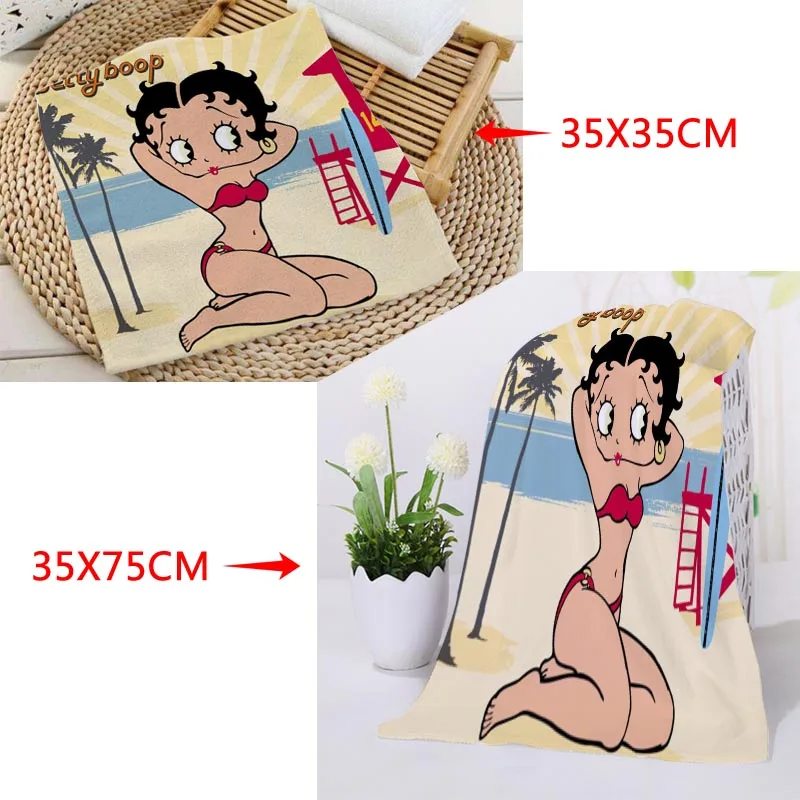 Новое поступление на заказ Betty Boop полотенце для лица с рисунком из микрофибры квадратные прямоугольные полотенца Размер 35x35 см 35x75 см - Цвет: 9