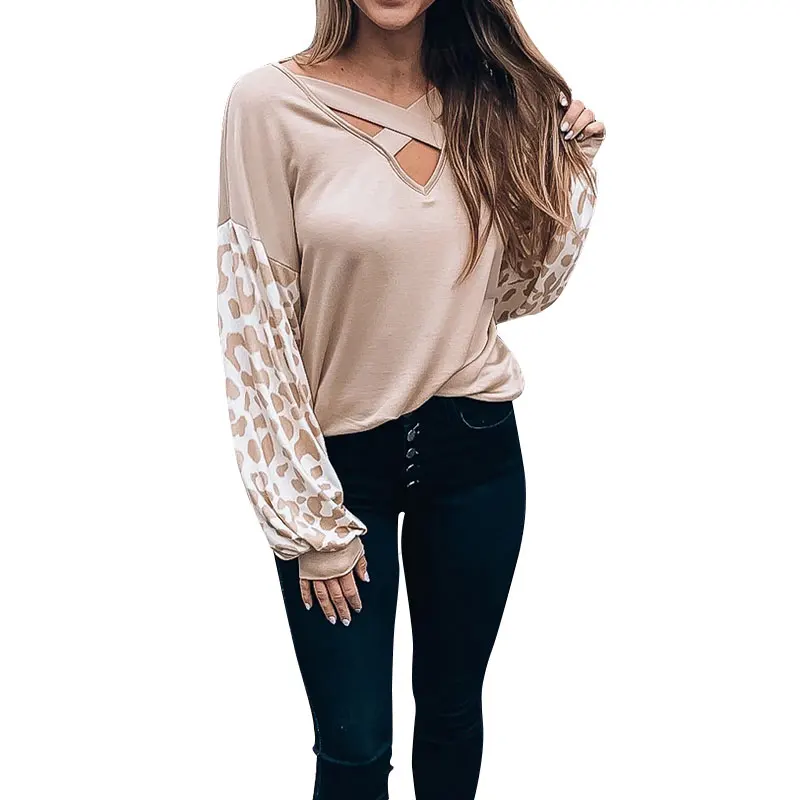 Уличная Женская Повседневная футболка с принтом новинка 2020 Леопардовый пуловер