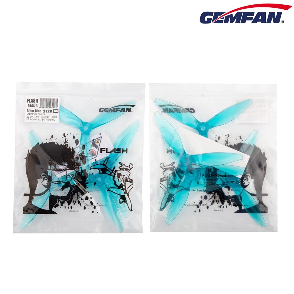 

8 pcs/4 pairs GEMFAN Flash 5144 3 Blade propeller high-speed violence for 4s 6s FPV racing Drone Quadcopter