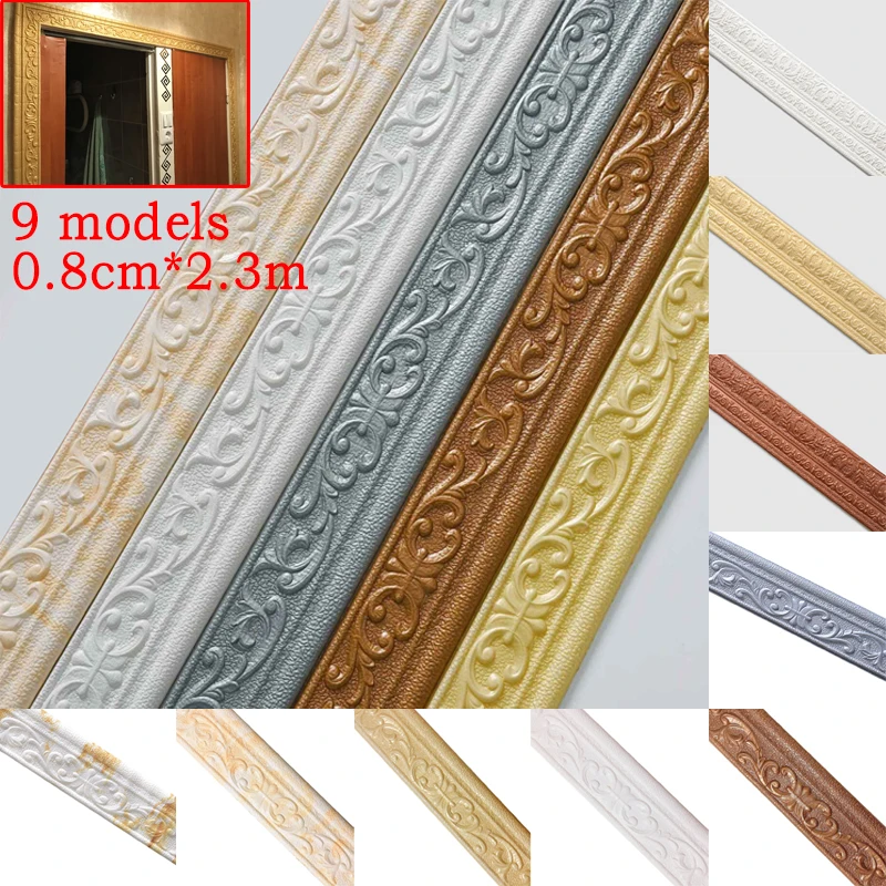 

3D Foam Wall Stickers Self Adhesive Waist Line Baseboard Wallpaper Border Door Frame Edge Strip Edge Band Wall Skirting Line