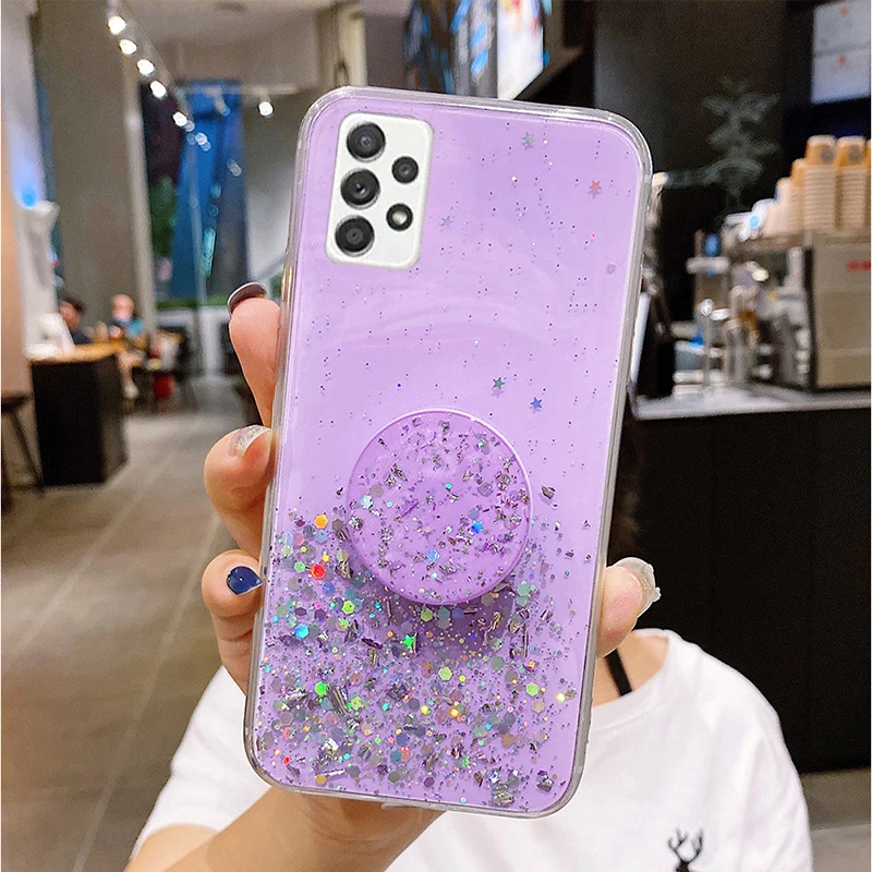 

Bling Glitter Case For Samsung Galaxy A02S A12 A22 A32 A52 A72 A82 5G A71 A51 A31 A21S M51 M31S A50 A30 With Stand Holder Cover