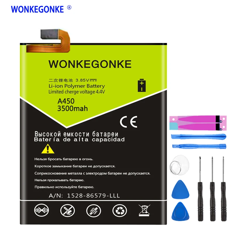 Аккумулятор WONKEGONKE Li3834T43P6h726452 3500 мАч для MTS Smart Run 4G / ZTE Blade V2 Lite A450 | Мобильные