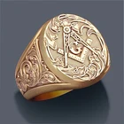 Мужское Винтажное кольцо в стиле масонской, золотистое титановое кольцо в стиле ретро-панк с большими иконами, ювелирные изделия, 2022