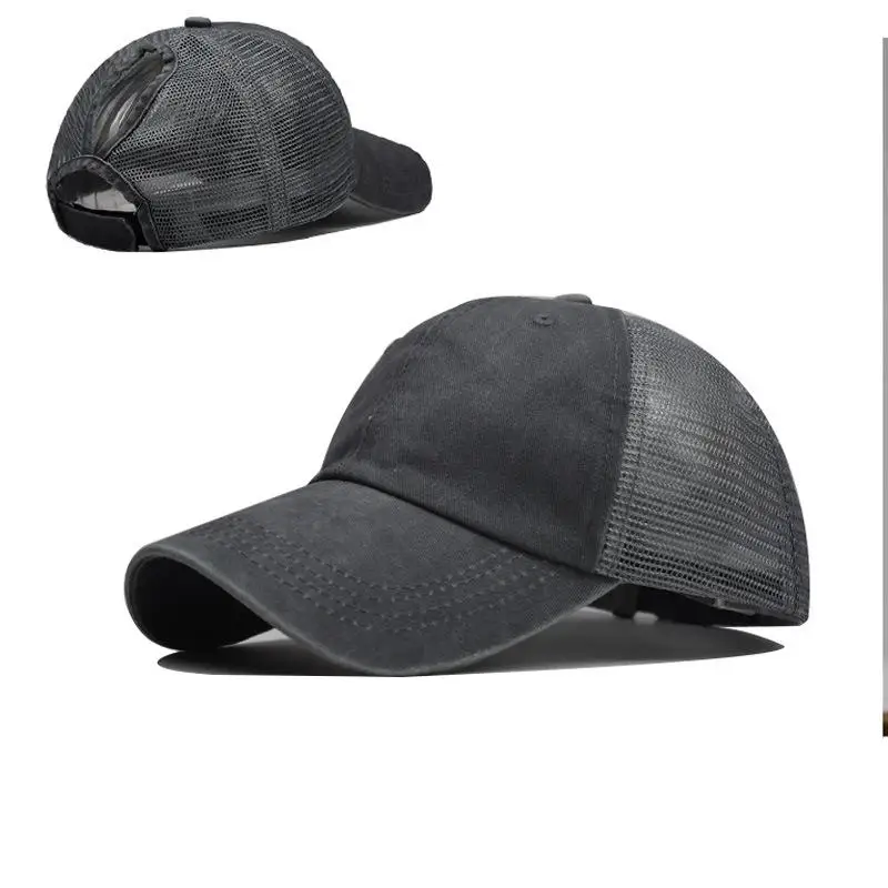 3 High Ponytail Adjustable Baseball Cap Mesh Trucker Baseball Hat Washed Baseball Cap Ponytail Hats For Men Women Multicolor - Цвет: 3