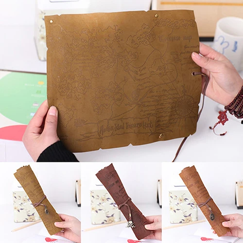 Сумки для карандашей Ретро Пиратская Карта сокровищ свернутый из искусственной