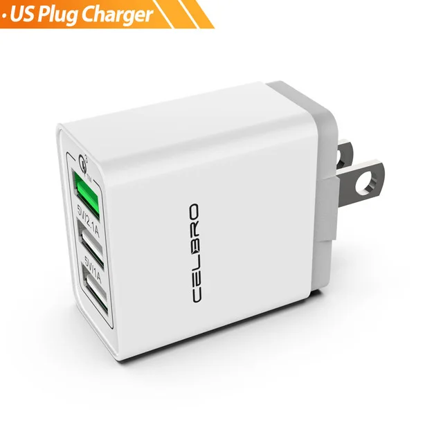 1 us charger gy Быстрая зарядка 3,0 Usb зарядное устройство 3 порта настенное зарядное устройство Кабель-адаптер для мобильного телефона Qc 3,0 3A Быстрая зарядка для iphone xiaomi huawei - Тип штекера: 1 us charger gy
