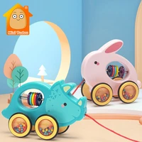 baby pull walking toy creative cute cartoon rabbit crab hedgedog drag car plastic animal pull rope toys car for infant 12 months