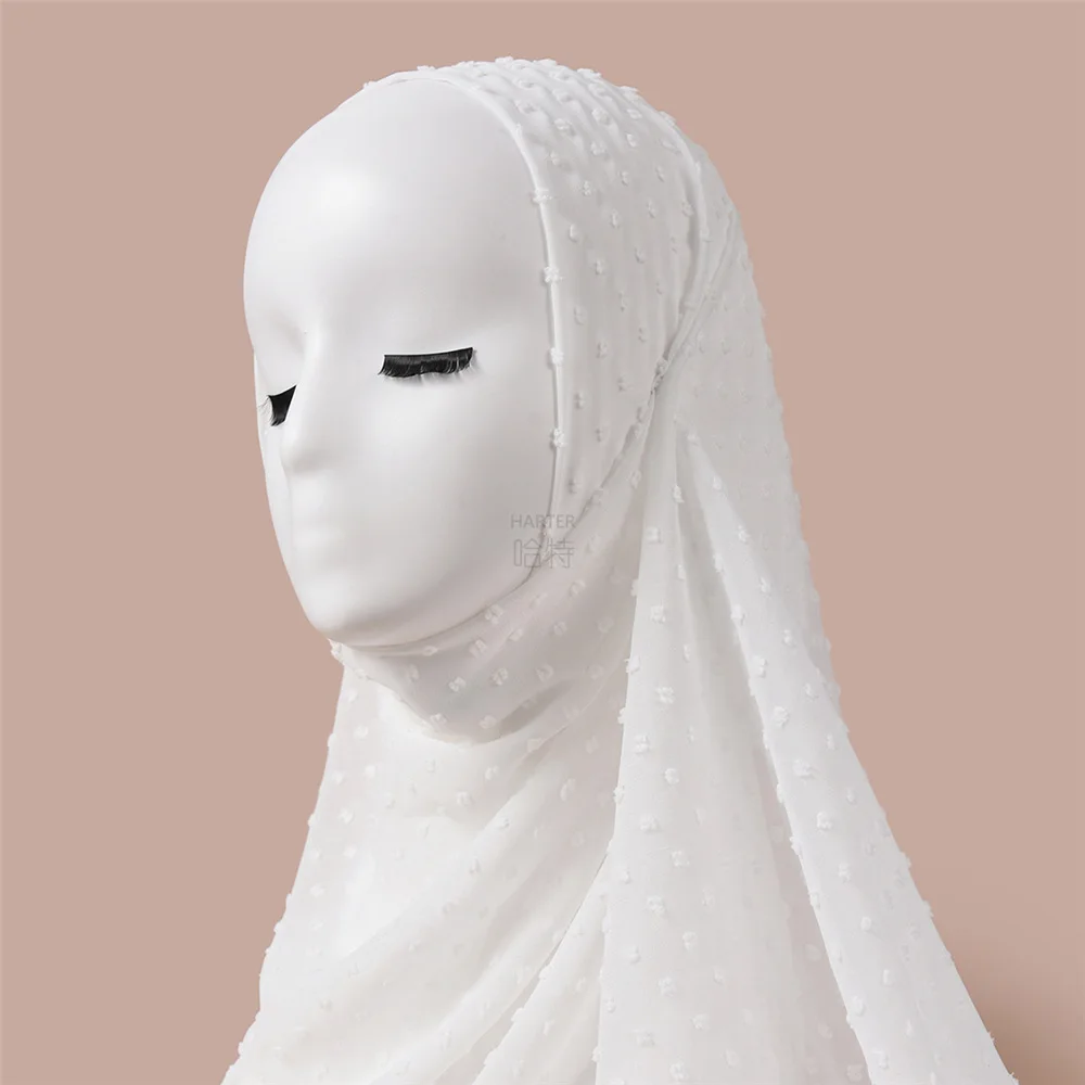 

Hart foreign trade scarf monochrome jacquard chiffon scarf Malaysia solid color wool ball long scarf S05